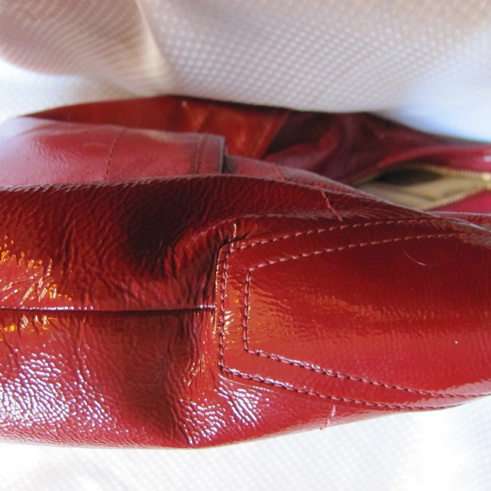 COACH ERGO RICH RED PATENT LEATHER LG HOBO TOTE BA - Picture 4 of 12